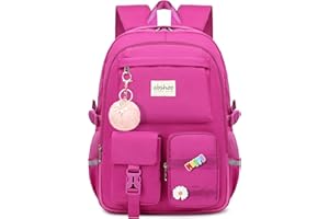 abshoo Big Student Laptop Backpack For College Women Middle High School Teen Girls Bookbag Travel Daypack (Hot Pink)