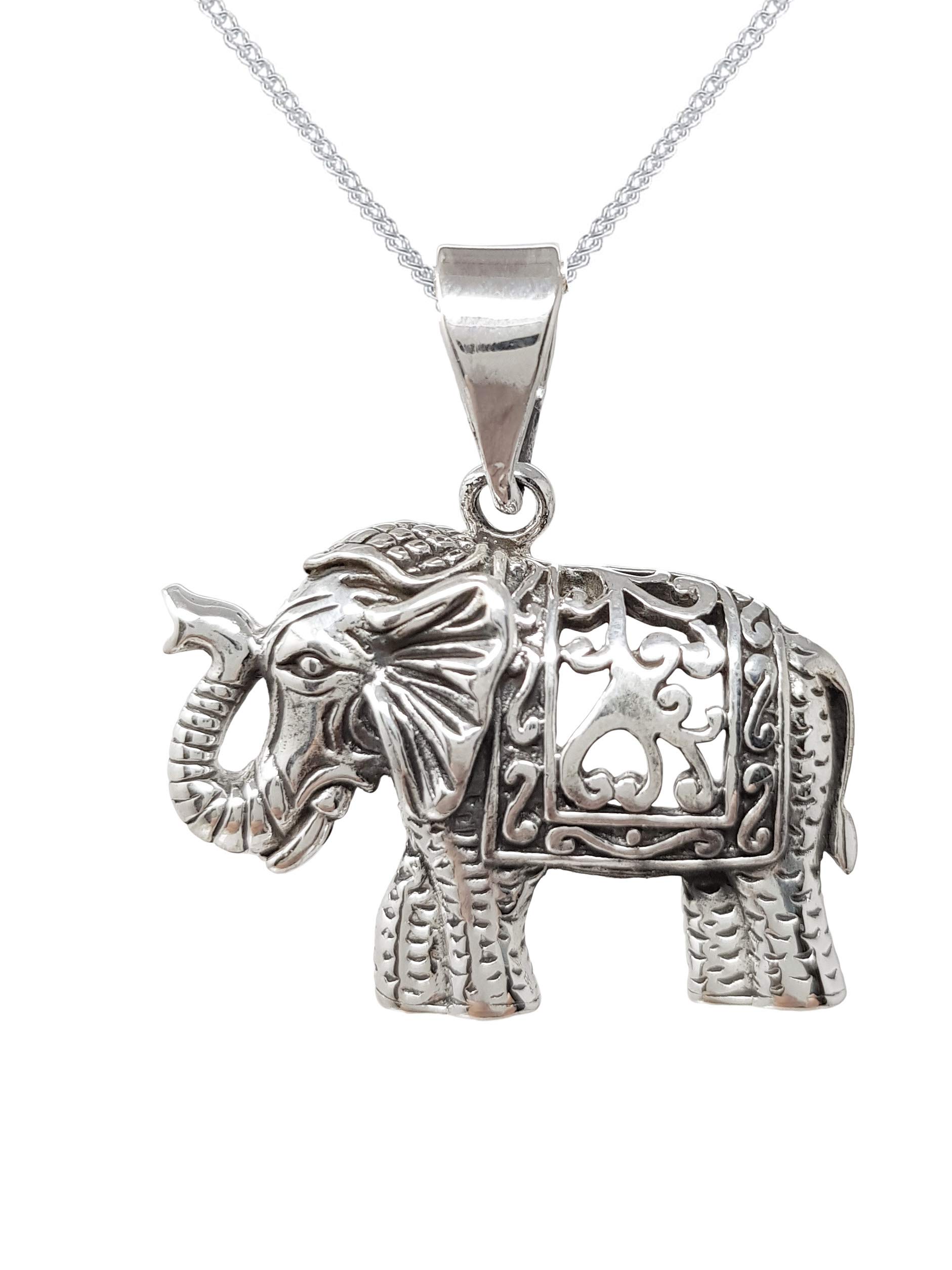 Treasure Bay Elephant Silver Pendant Necklace on Chain, Pendant Necklace for Women and Men