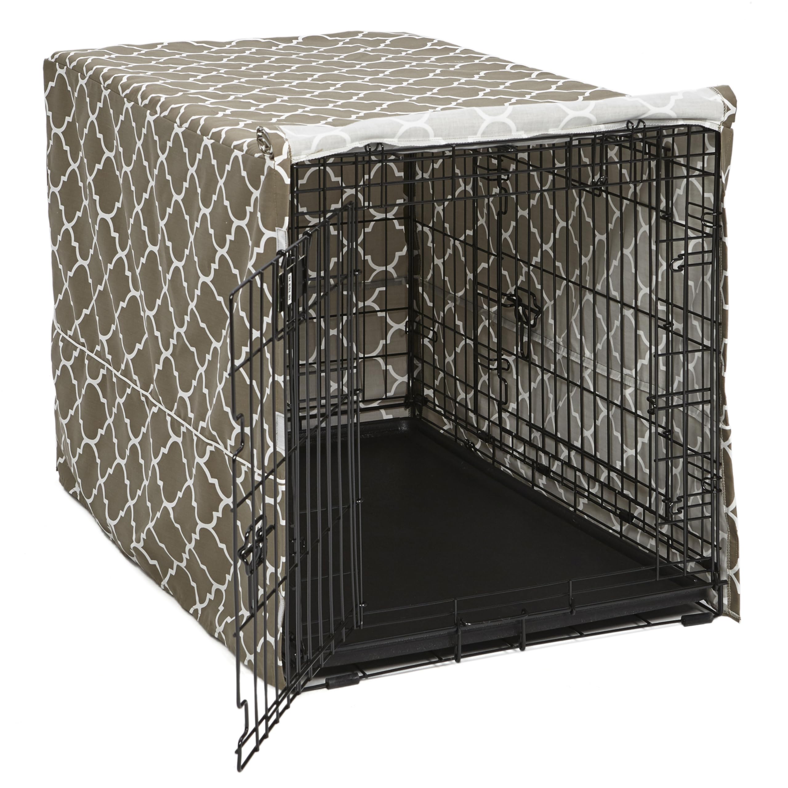 Photo 1 of MidWest Homes for Pets Dog Crate Cover, Privacy Dog Crate Cover Fits Midwest Dog Crates, Crate Cover Only; Machine Wash & Dry; Brown Geo Print; 36 inch