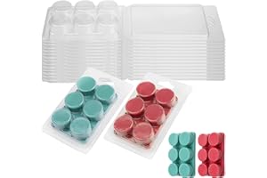 MILIVIXAY Wax Melt Containers-6 Cavity Clear Empty Plastic Wax Melt Molds-25 Packs Round Clamshells for Tarts Wax Melts.