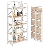 4NM No Assembly Folding Bookshelf, 5 Tier Vintage