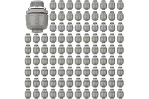 HDHAODA Conduit Connectors, 3/4 Inch Liquid Tight Connector NPT Non-Metallic for PVC Electrical Flexible Conduit Fittings, 180 Degree Straight, UL Listed for Home Outdoor Tubes Tools, Grey (100-Pack)