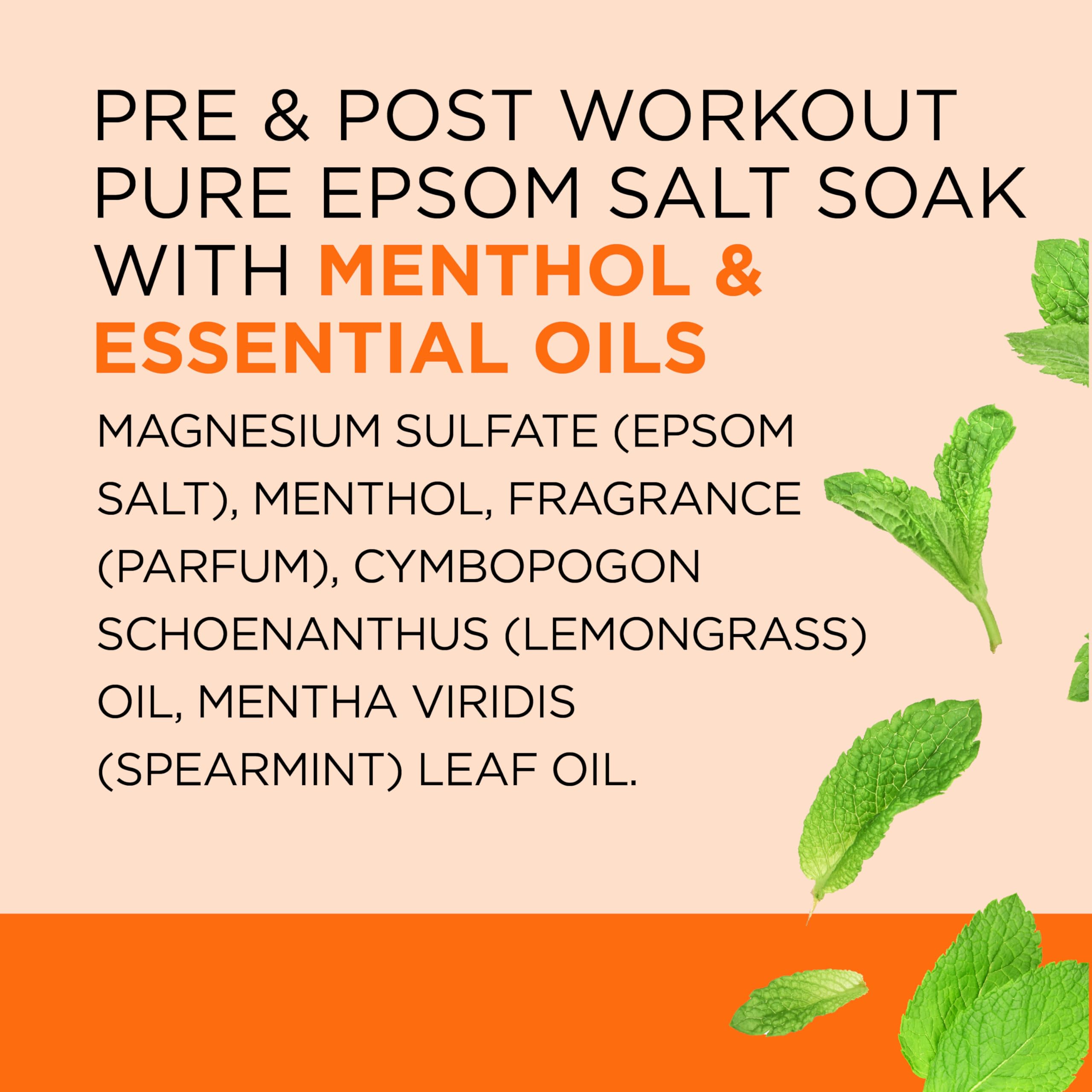 Dr Teal's Epsom Salt Magnesium Soak, Pre & Post Workout with Menthol & Essential Oils, 3 lbs