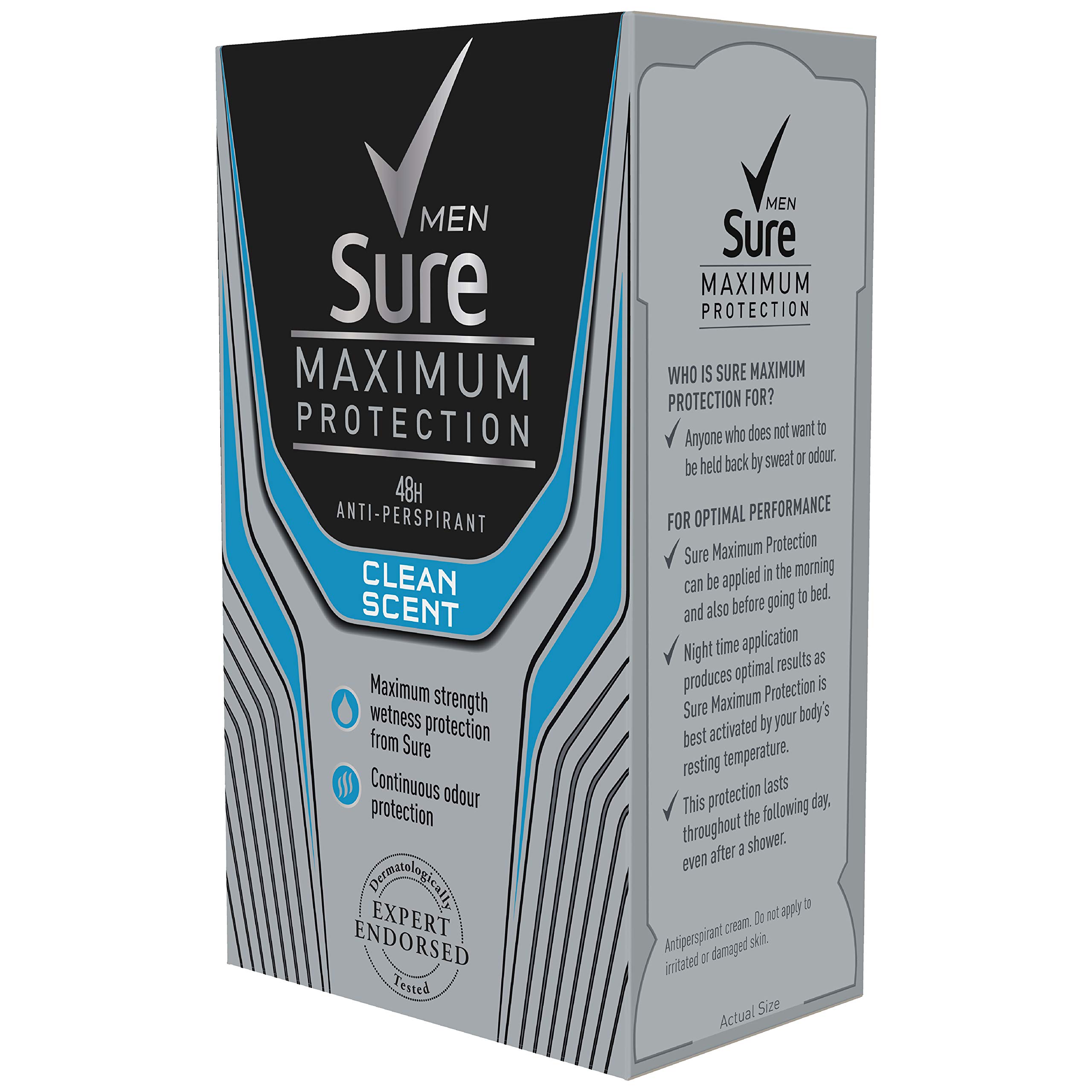Sure Maximum Protection Clean Scent for Men, Strong Antiperspirant