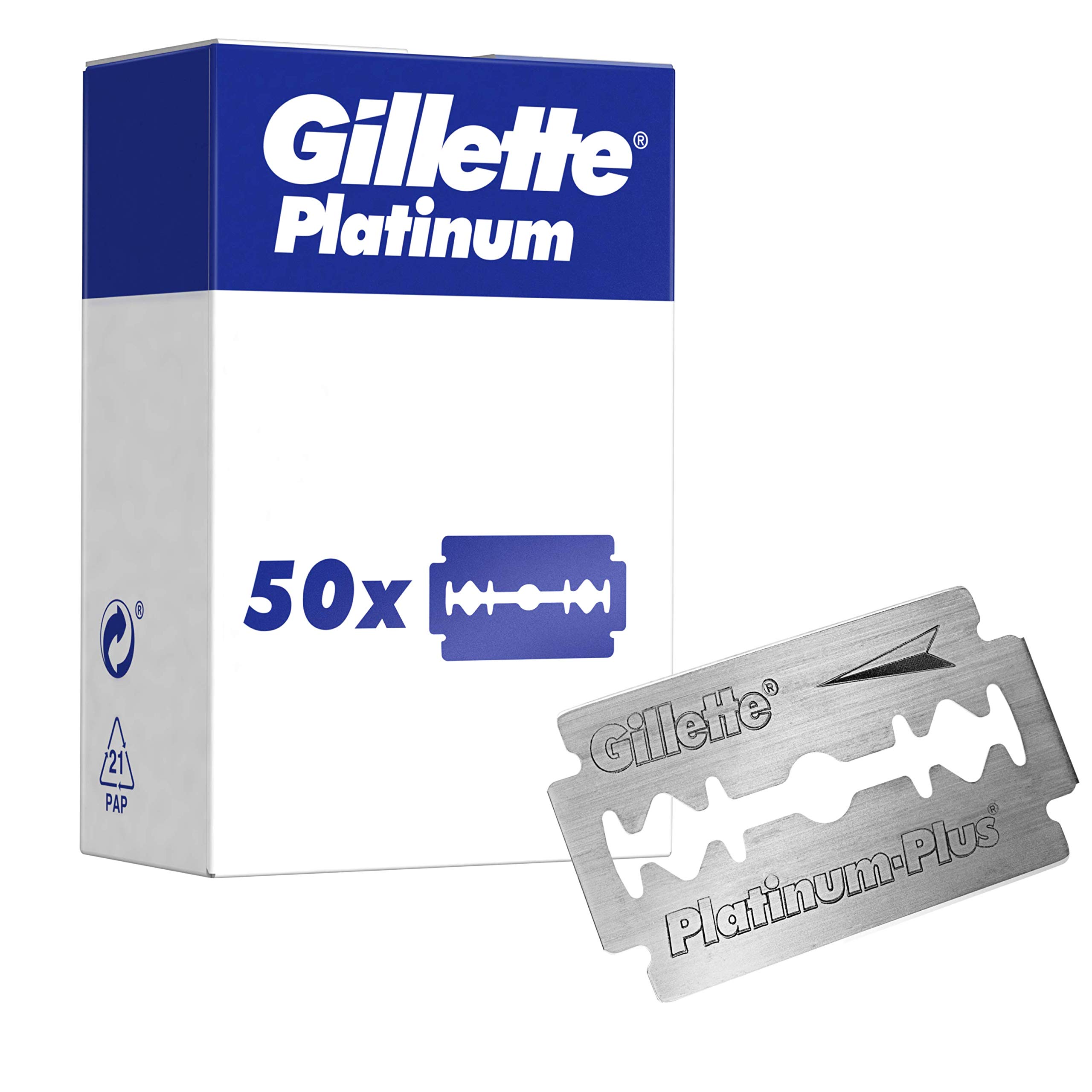 Gillette Double Edge Platinum Safety Razor Blades for Men, Pack of 50 Stainless Steel Refill Gillette Double Edge Platinum Safety Razor Blades for Men, Pack of 50 Stainless Steel Refill