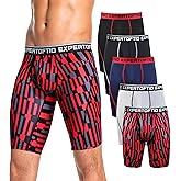 Expertoftio Men's Underwear 9 Inch Extra Long Leg Boxer Briefs for Men Pack, Athletic, Sport, Quick Dry, Moisture Wicking Fly
