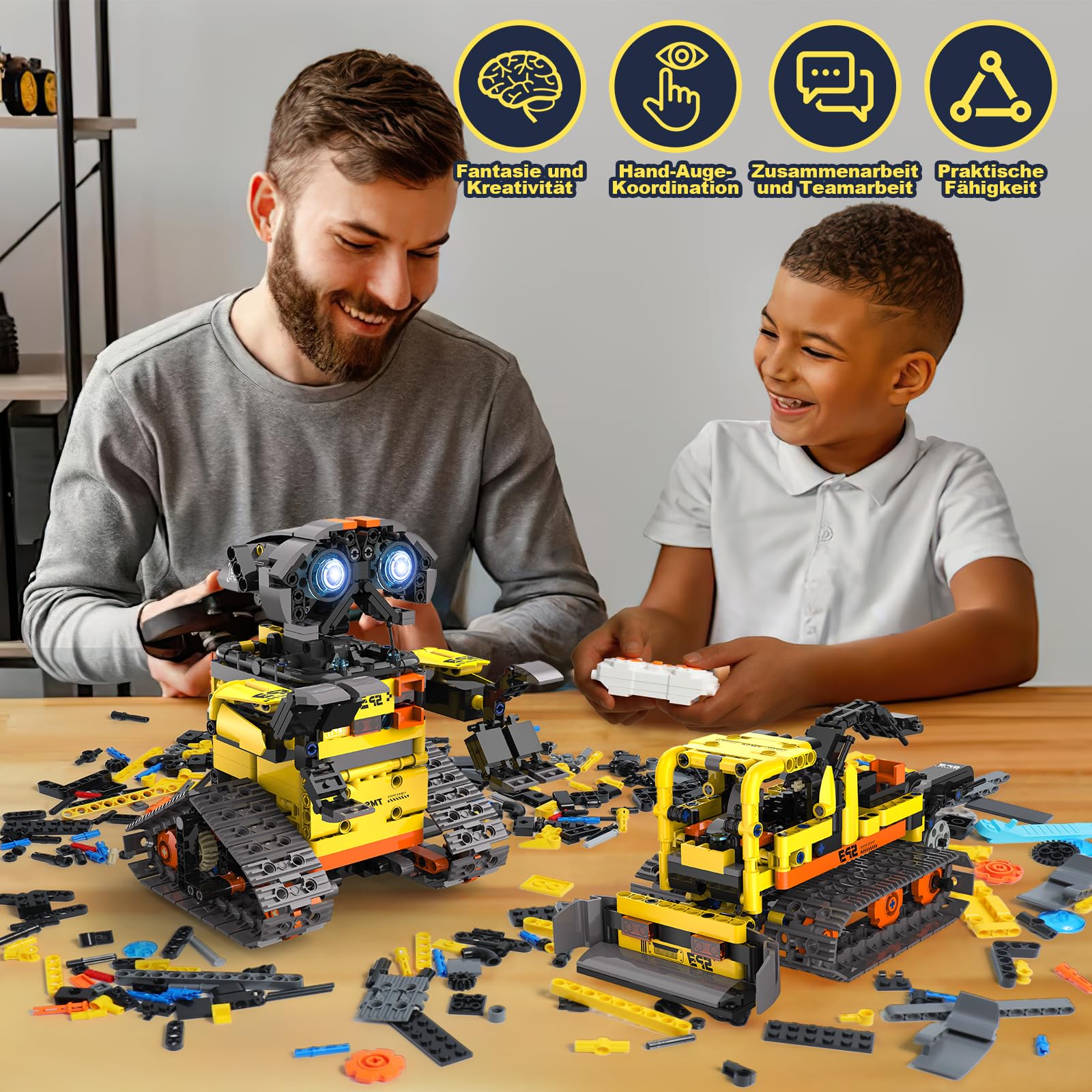 Technic Roboter Bauspielzeug Bausatz, 688PCS 5-IN-1 RC Roboter und Auto, Ferngesteuert und App Robot Bausatz Kinder, RC Programmierbar Teenager Spielzeug Geschenk ab 8-12 13 14 15 Jahre Jungen 6