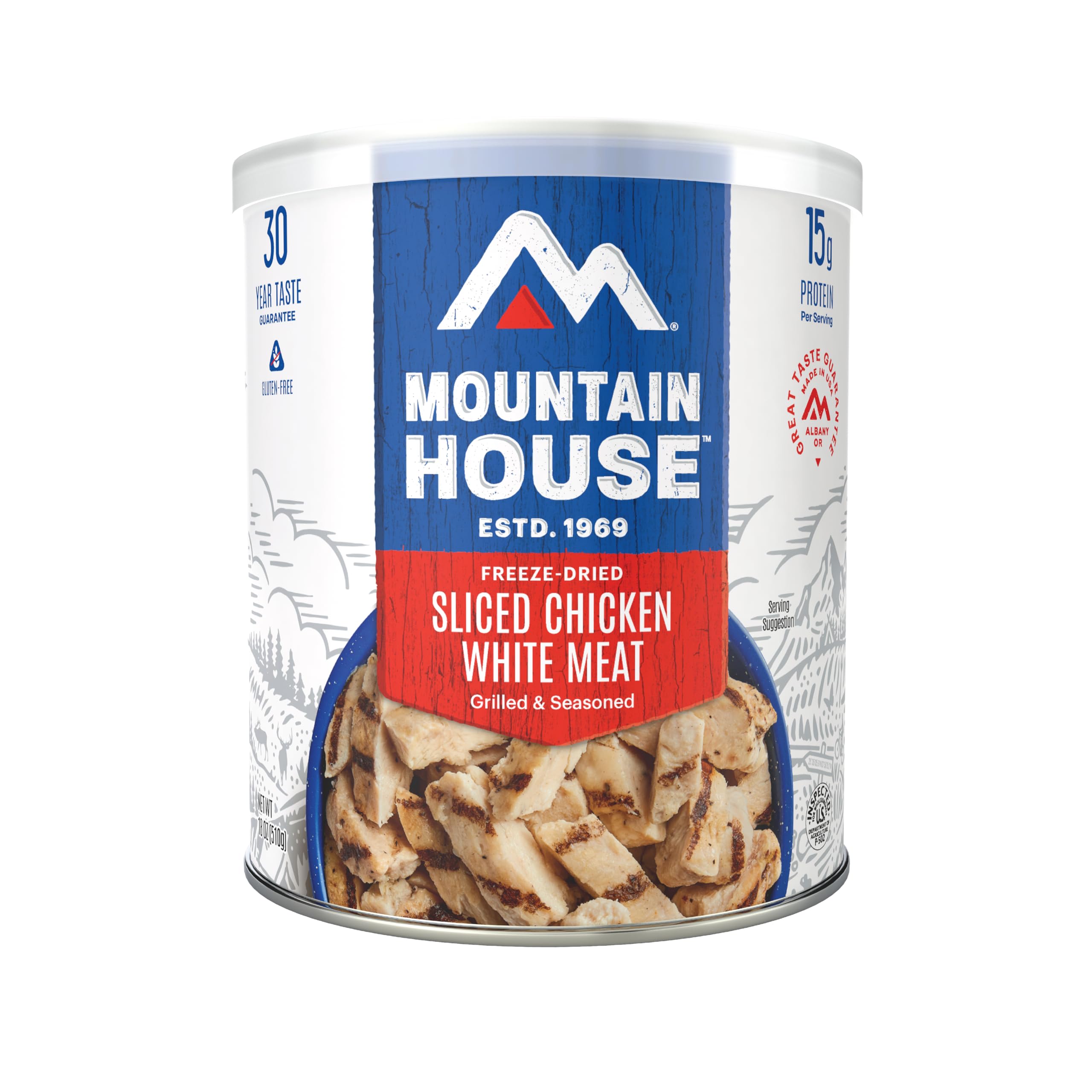 Mountain House Grilled Sliced Chicken Freeze-Dried Food for Camping, 24 Servings, 30-Year Shelf-Life Image
