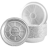 Jetfoil 9 Inch Round Disposable Aluminum Foil Pans With Clear Plastic Lids, Pack Of 40 Sets