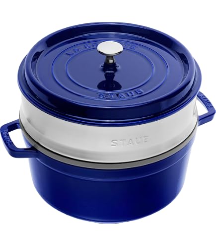 Amazon.com: STAUB Cocotte with Steamer Round 26cm Dark Blue