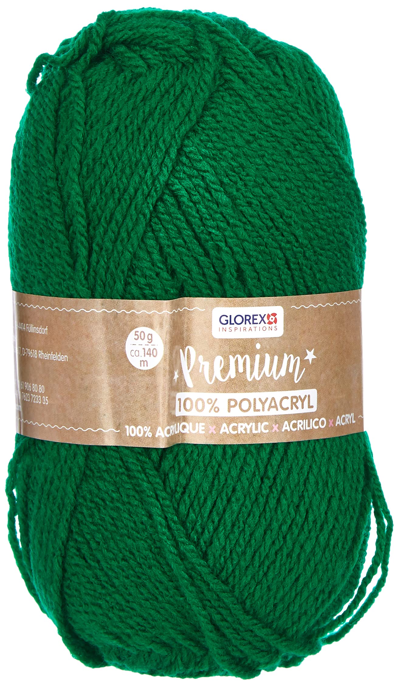 Glorex 5 1001 08 - Premium Wool Made of 100% Acrylic, Easy to Use, Versatile, Warming, Soft, Non-Scratching, 50 g, Approx. 140 m, Green