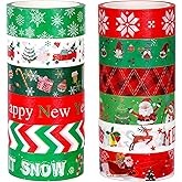 SANNIX 12 Rolls Christmas Washi Tapes 15mm Wide Christmas Tree Snowflakes Santa Claus Gingerbread Man Masking Tape for Xmas S