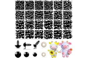 MAIOUSU STORE 1200PCS Safety Eyes for Amigurumi, Stuffed Crochet Eyes with Washers 6mm, 8mm, 12mm Plastic Crochet Safety Eyes Black Safety Eyes for Crochet Stuffed Animal Eyes for Craft Teddy Bear 6