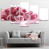 SIGNWIN Framed Canvas Wall Art Bouquet of Beautiful Blush Pink Rose Flowers with Petals Coastal Ocean Modern Art Contemporary Panoramic Relax/Calm for Living Room, Bedroom, Office - 60