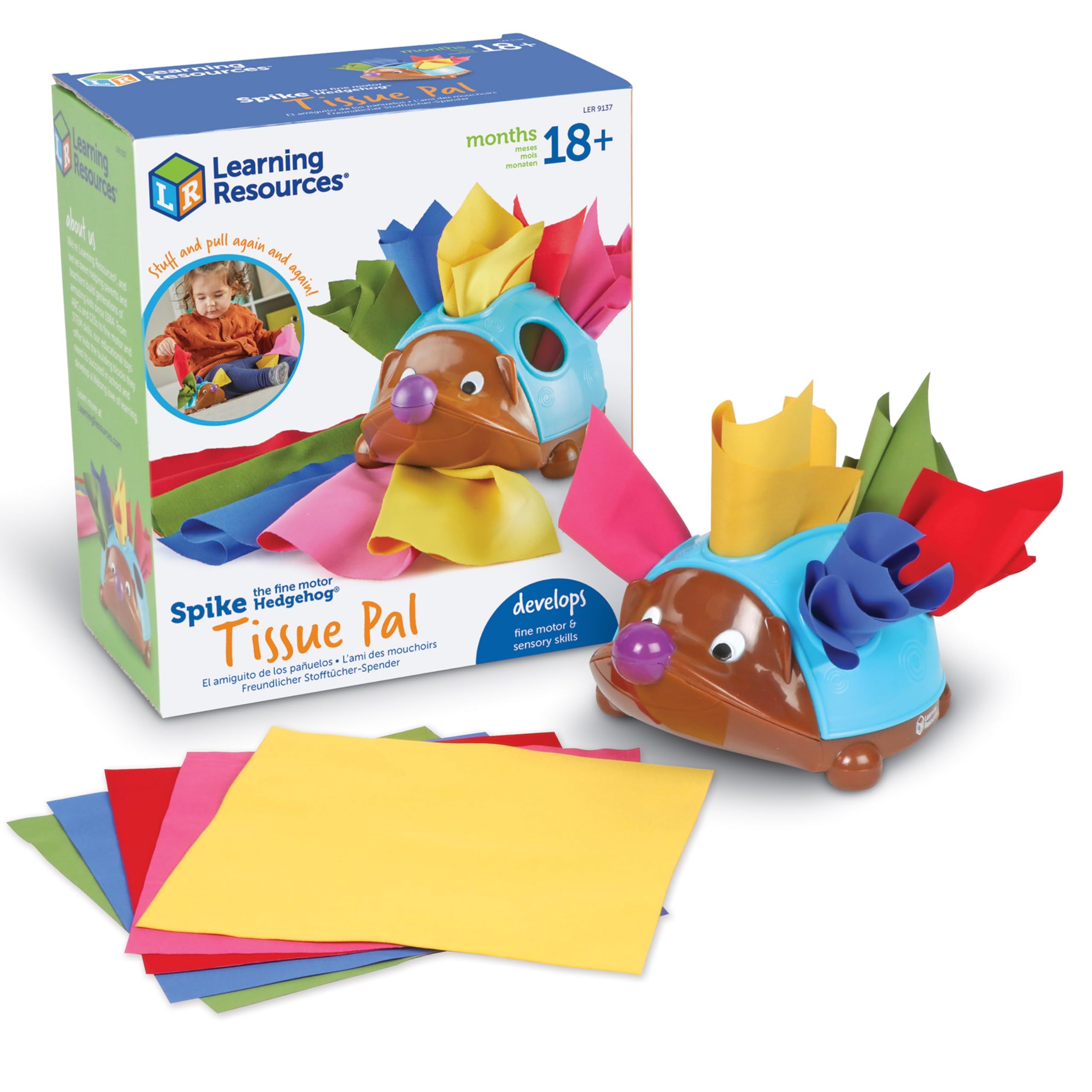 Learning Resources Spike the Fine Motor Hedgehog Tissue Pal, Tissue Box Toy, 11 Pieces, Ages 18 Months+, Learning Toys, Baby Toys, Educational Toys, Fine Motor Skills, Montessori Toys