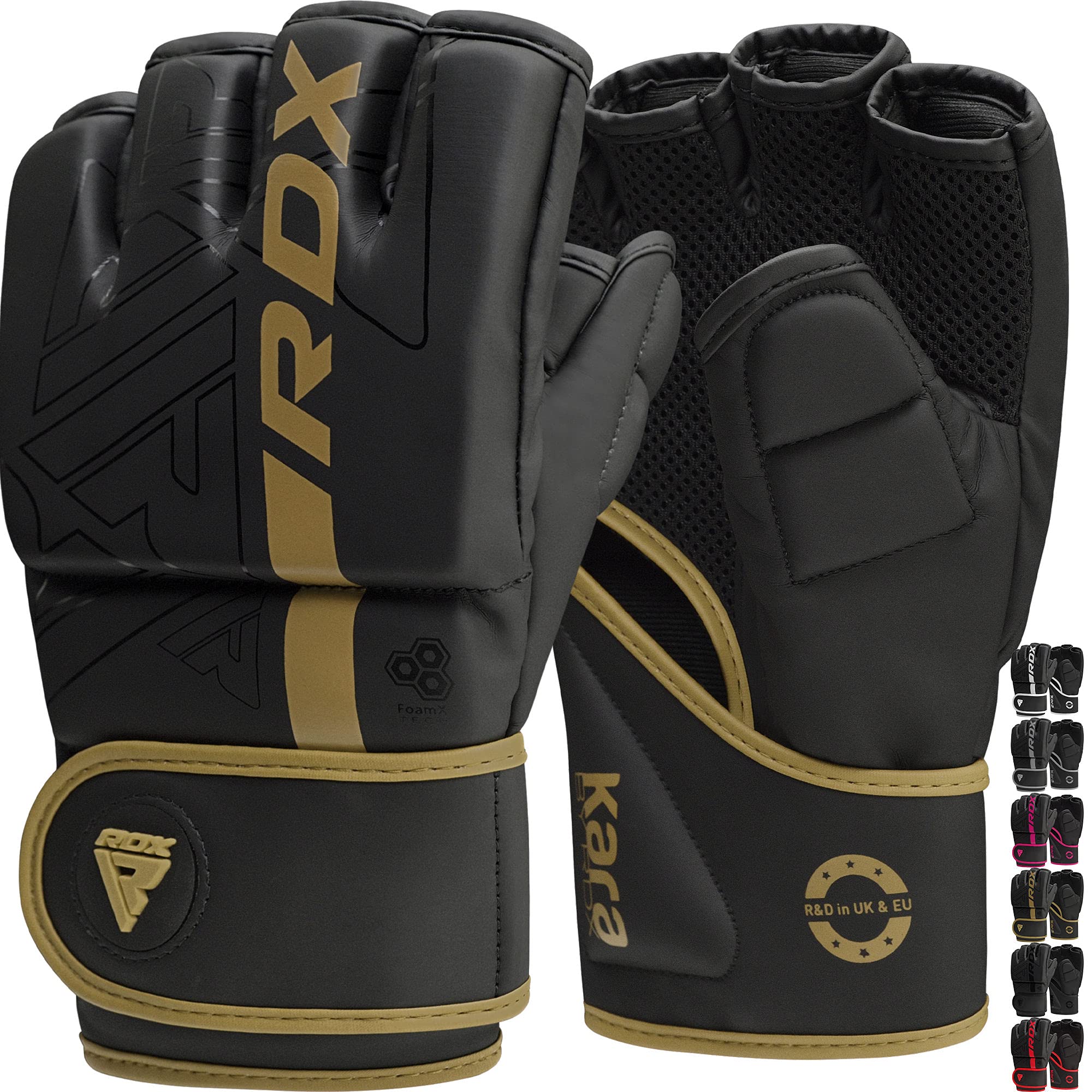 RDX MMA Gloves Grappling Sparring, Pre-Curved Martial Arts Mitts, Ventilated Palm, Men Women Adults & Kids, Maya Hide Leather, Cage Fighting Boxing Combat Training Muay Thai Punching Bag, Kickboxing