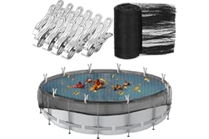 Hlimior 24 Feet Round Leaf Net Cover for Above Ground Pool, Winter Cover Mesh Cover with 16 Pcs Large Metal Clips，Pool Safety Net Fits 24FT Above Ground Pools, Keeps Leaves Out of Your Pool （Black）