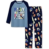 Tebbis 2-Piece Cozy Pajamas For Little/Big Trendy Boys Black Skateboarding Long Sleeves Soft PJs Set Kid Size 6-18