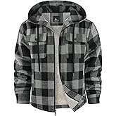 SCODI Men's Flannel Shirt Jacket Fleece Sherpa Lined Plaid Jackets Coat Full Zip Up Hoodie Winter Outwear