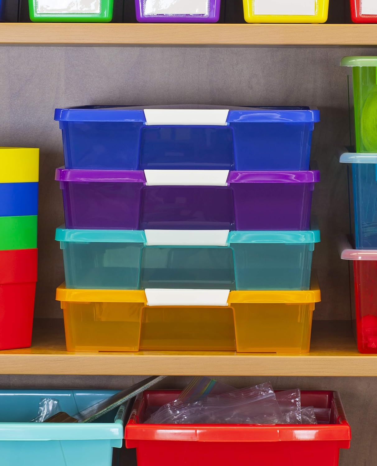 Storex Classroom Student Project Box, 12 x 12 Inches, Assorted Tints, 5-Pack (63202U05C), standard sized : Office Products