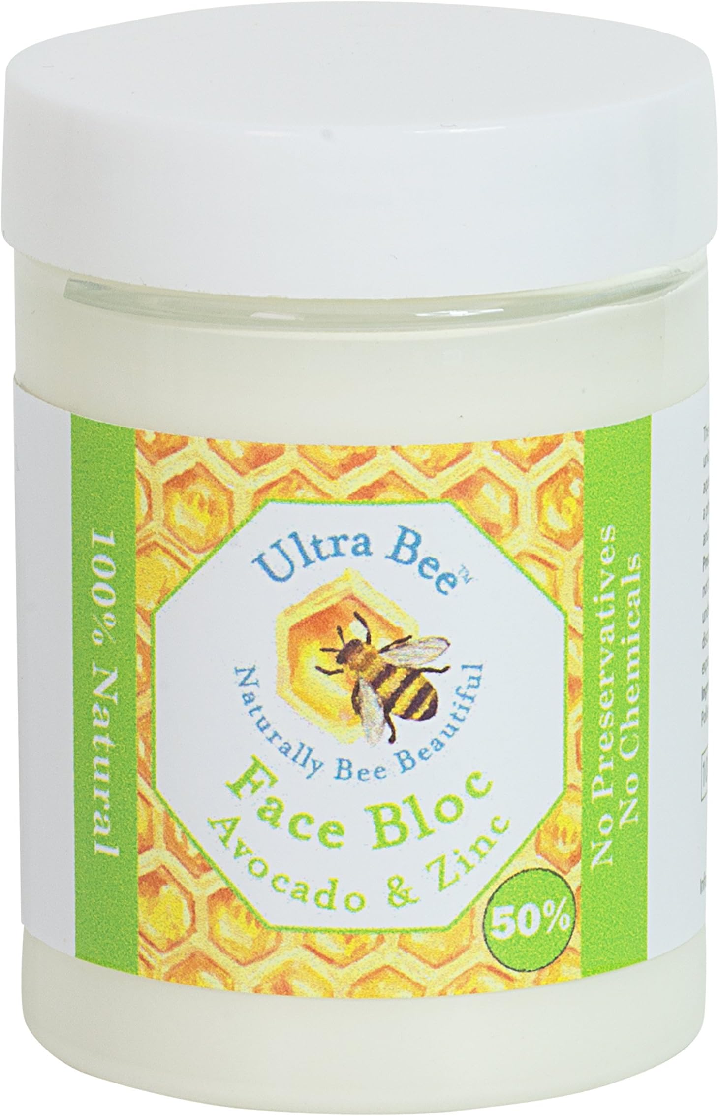 Natural Face Block with Honey, Avocado & Zinc Oxide 100ml