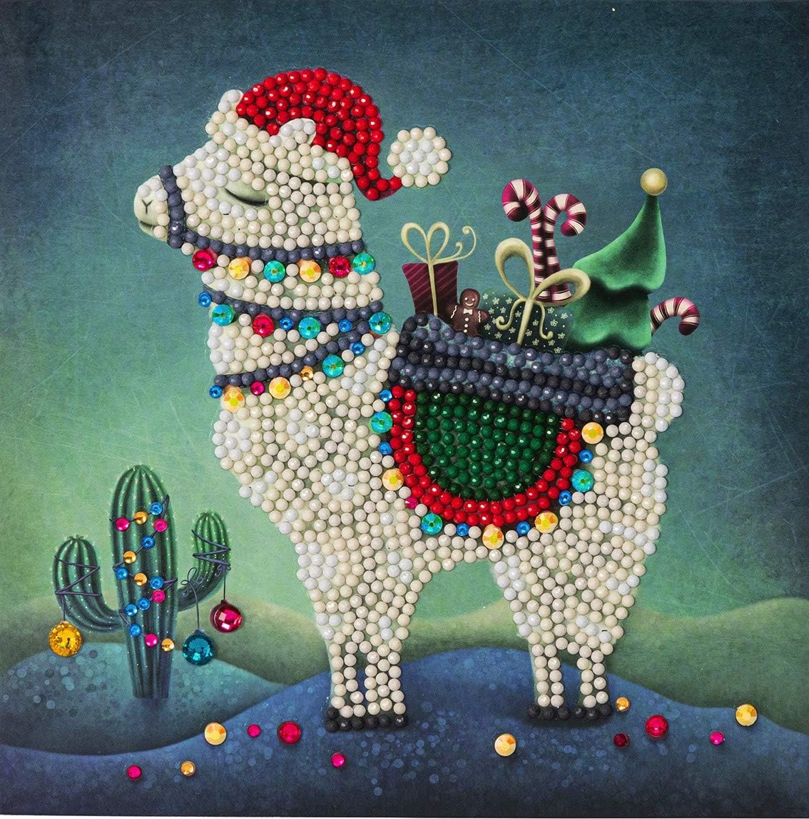 Crystal Art Christmas Llama Crystal Art Card Kit 18 x 18 cm BigaMart