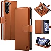 Shieldtop for Samsung Galaxy Z Fold 6 Wallet Case with Card Holder,Light Brown