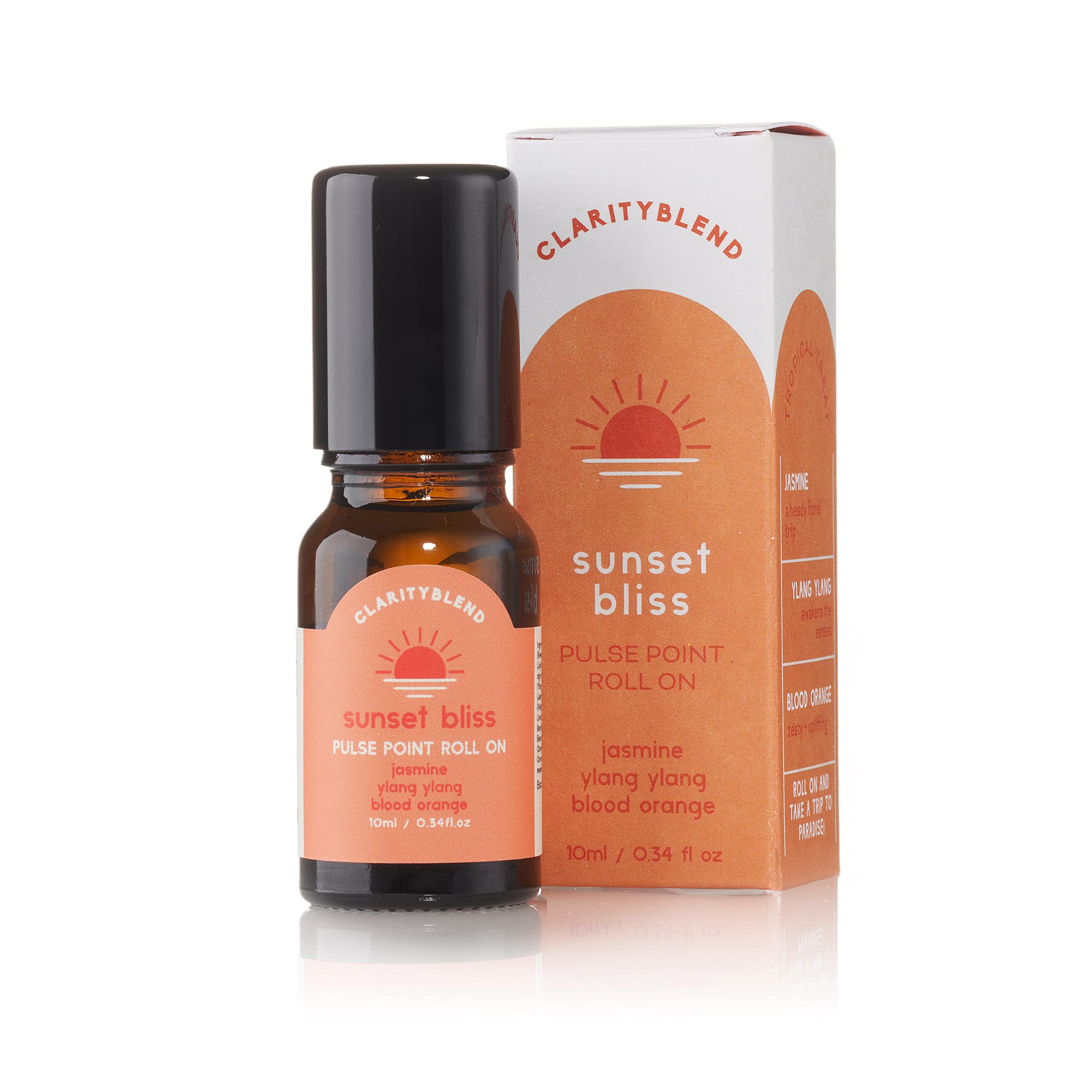 Clarity Blend Aromatherapy - Total De-Stress | Sunset Bliss Pulse Point Aromatherapy Roller Ball | 100% Pure Essential Oil Blend | 10ml