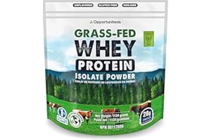 Opportuniteas Grass Fed Whey Protein Powder Isolate - Unflavored - Low Carb Keto & Paleo Diet Friendly - Pure Grass-Fed Prote
