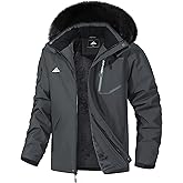 MAOYSSEN Men's Waterproof Ski Jacket Warm Winter Snow Coat Mountain Windbreaker Fur Hooded Snowboarding Jakcet Parka