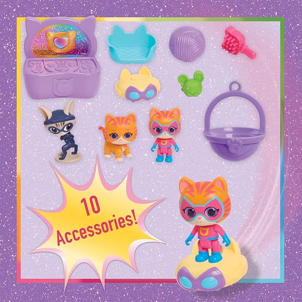 JUST PLAY DISNEY JUNIOR SUPERKITTENS SET 51CM WIDE WITH SOUND AND LIGHT EFFECTS, 10 ACCESSORIES, IMITATION GAMES, TOYS FOR CHILDREN OF 3