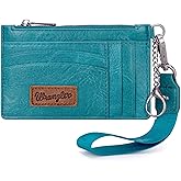 Montana West X Wrangler Wallet Card Holder RFID Credit Card Holder for Women Small Card Wallet Keychain Wallet with Wristlet Strap