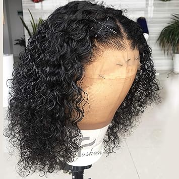 Amazon Com Fushen Hair Curly Short Bob Lace Front Wig Brazilian
