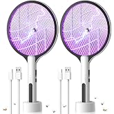 2PACK Electric Fly Swatter 4500V Bug Zapper Racket, 2 in 1 Handheld Fly Zapper &amp; Purple Mosquito Killer Rechargeable and 3-Layer Safety for Indoor Home Office Backyard Patio Camping