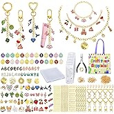 VvLons 323Pcs Keychain Making Kit, Lip Gloss Keychain Making Kit Including 101 Charms 15 Clips 20 Extender Chain, Jewelry Making Kit for Bags Keychains Valentine Gifts Craft Supplies