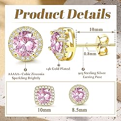 Hayoso Cubic Zirconia Stud Earrings for Women Men