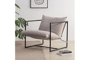 ZINUS Aidan Sling Accent Chair/Metal Framed Armchair with Shredded Foam Cushioning, Oatmeal