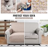 TAOCOCO 2 Seater Sofa Cover Khaki Storage Pockets Anti Slip Washable Protector view 4