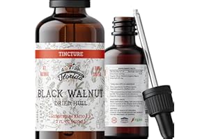 FLORIDA HERBS Black Walnut Tincture, Organic Black Walnut Extract Drops (Juglans Nigra, Barberry) Dried Hull