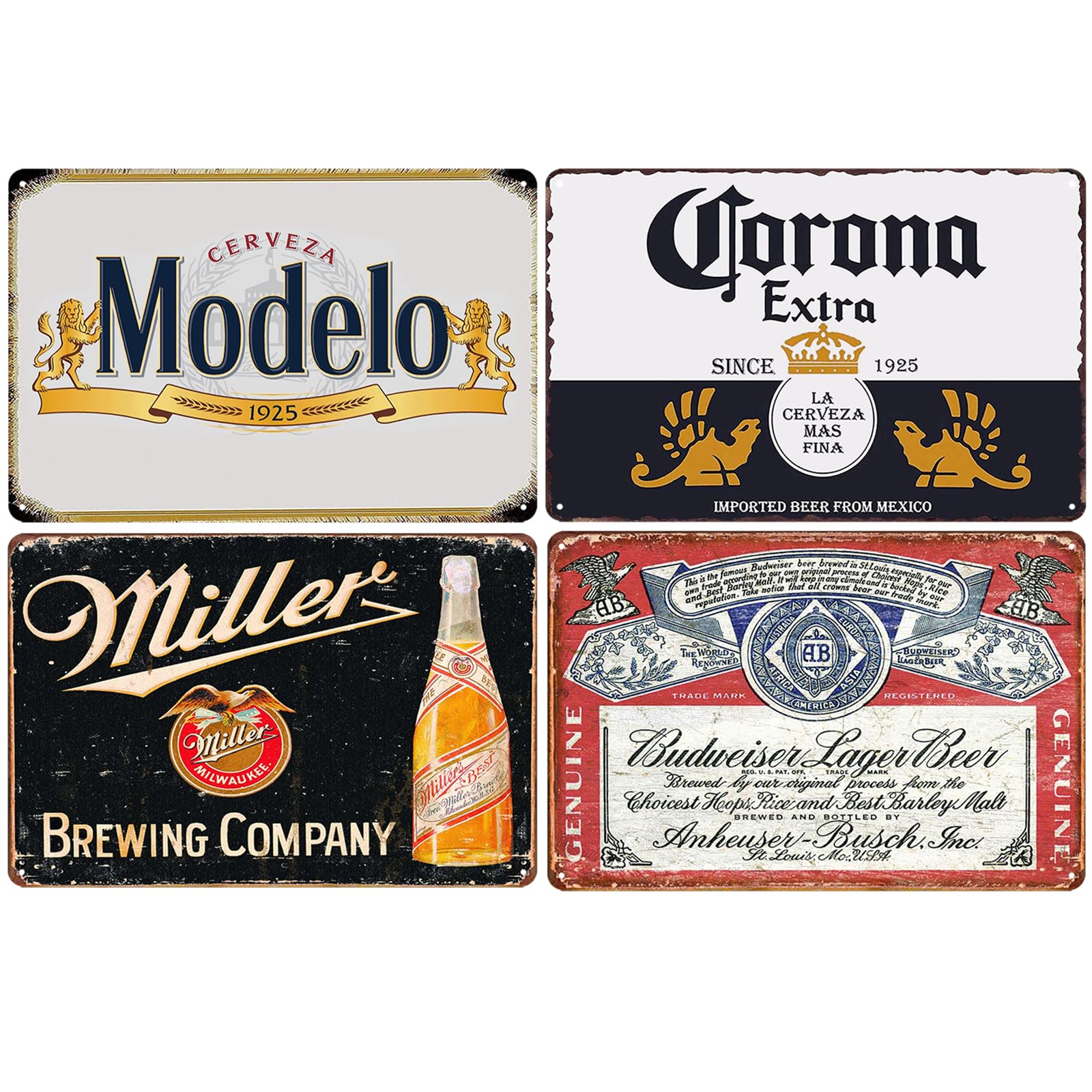 4 Pack Metal Bar Signs For Home Pub Or Outdoor Tiki Bar Cafe Wall Beer Retro Club Man Cave Accessories 20 x 30cm