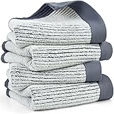 Cleanbear Gray Hand Towels for Bathroom with Textrued Lines, 100% Cotton, Stylish Towels for Guests, 28 x 13 Inches