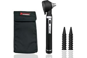 Cross Canada 11-083 Physician Fiber Optic LED Pocket Otoscope Diagnostic Set – Professional Otoscope for Physician, Medical S