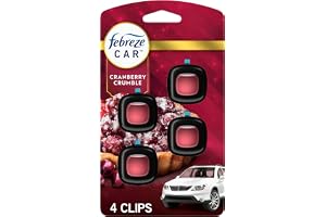 Febreze Car Air Freshener, Odor-Fighting Automotive Vent Clip, Scented Car Accessories, Long Lasting for Strong Odors, Cranbe