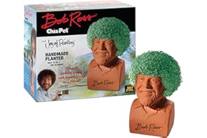 Chia Pet Bob Ross with Seed Pack, Decorative Pottery Planter, Easy to Do and Fun to Grow, Novelty Gift, Perfect for Any Occasion