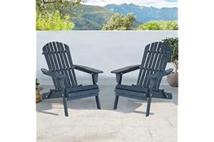 BORGEBY Folding Adirondack Set of 2, All-Weather Lawn Chairs With Wide Armrest, Solid Wood Outdoor Patio Set for Fire Pit, Front Porch, 350 Lbs, Navy Blue