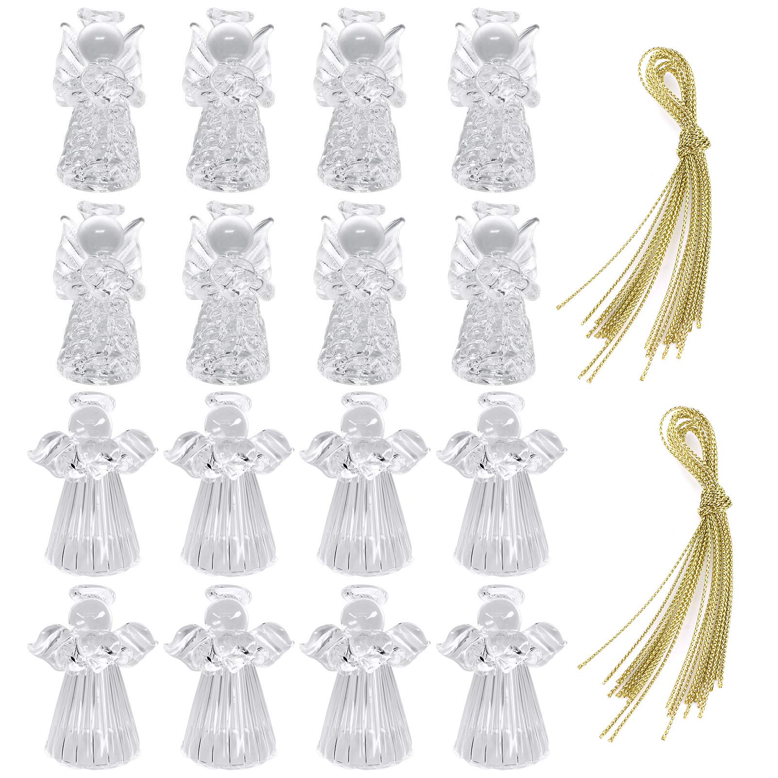 Gearific 16 Pcs Glass Angel Ornaments for Christmas Tree Decorations-Clear