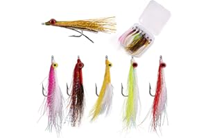 Dr.Fish 6 Pack Clouser Minnow Fishing Flies Streamer Fly Fishing Lure Artificial Fly Baitfish Smallmouth Bass Fishing Flies H