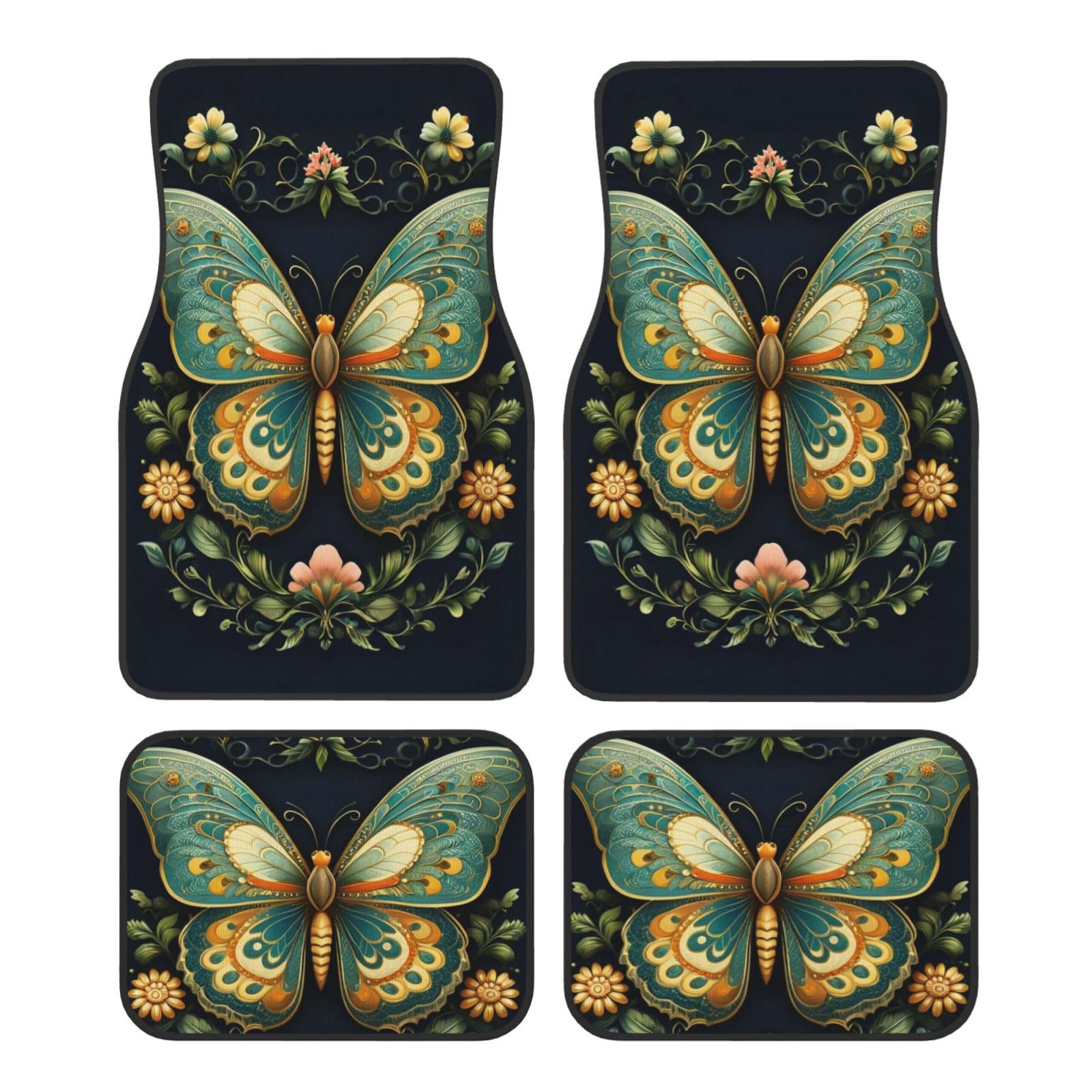 Photo 1 of Car Floor Mats,Vehicle Front Rear Carpets Mats Universal Car Rugs,Car Accessories for Truck,Butterfly
