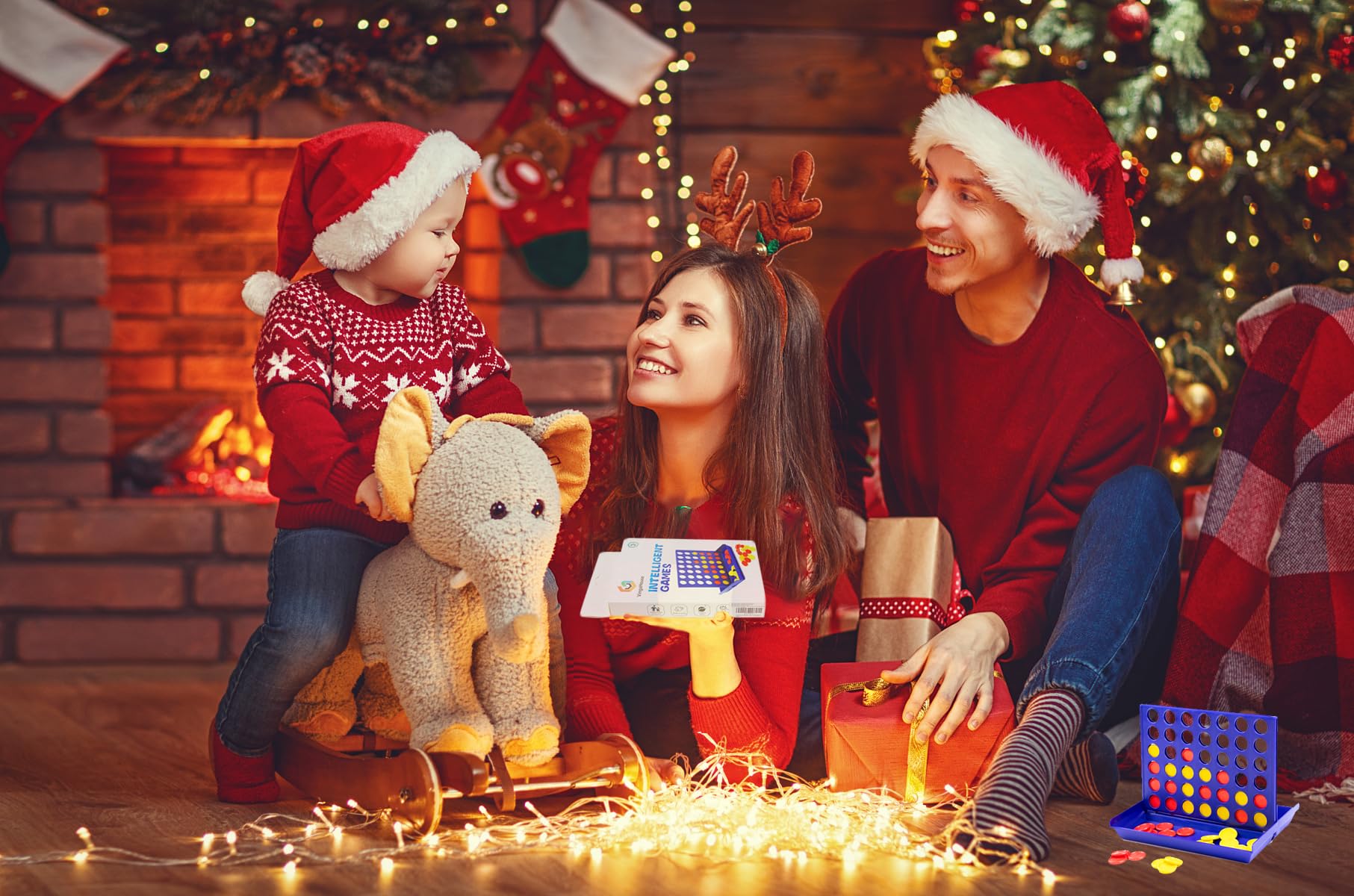 VingaHouse 4 in Einer Reihe Spiel, Strategiespiel für 2 Spieler, Familienspiel ab 3, 4, 5, 6 Jahren, Pädagogisches Lernspielzeug für Kinder und Erwachsene, Geschenkidee für Zuhause und Reisen (Groß) 9