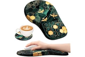 EYROZILL 2 in 1 Ergonomic Mouse Pad with Wrist Support, Wrist Pad Cushion for Mouse Non-Slip Base Massage Design, Mousepad for Carpal Tunnel Home Office (Green Bee), BGA05002B01825ELZ